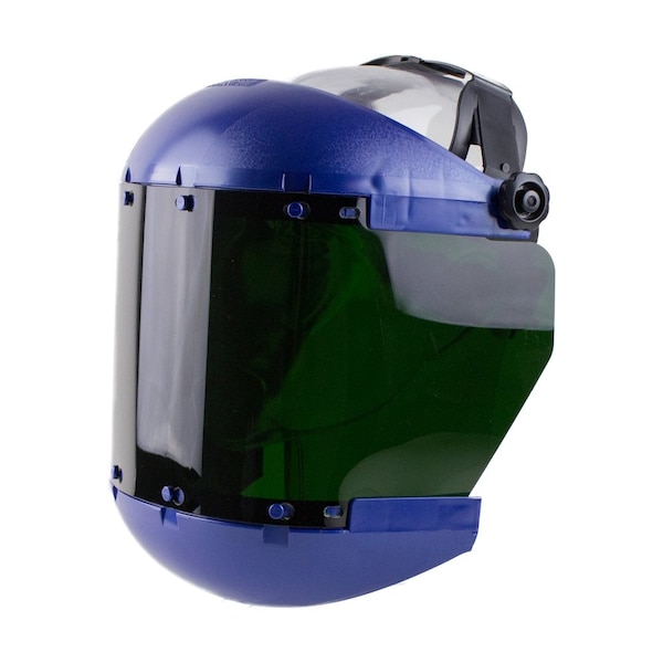 380 Premium Series Dual Crown Face Shield, Universal Adapter, Acetate, Shade 5 IR, Uncoated
